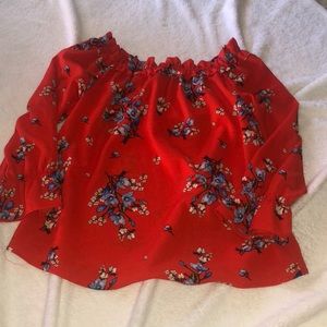 Red off the shoulder top